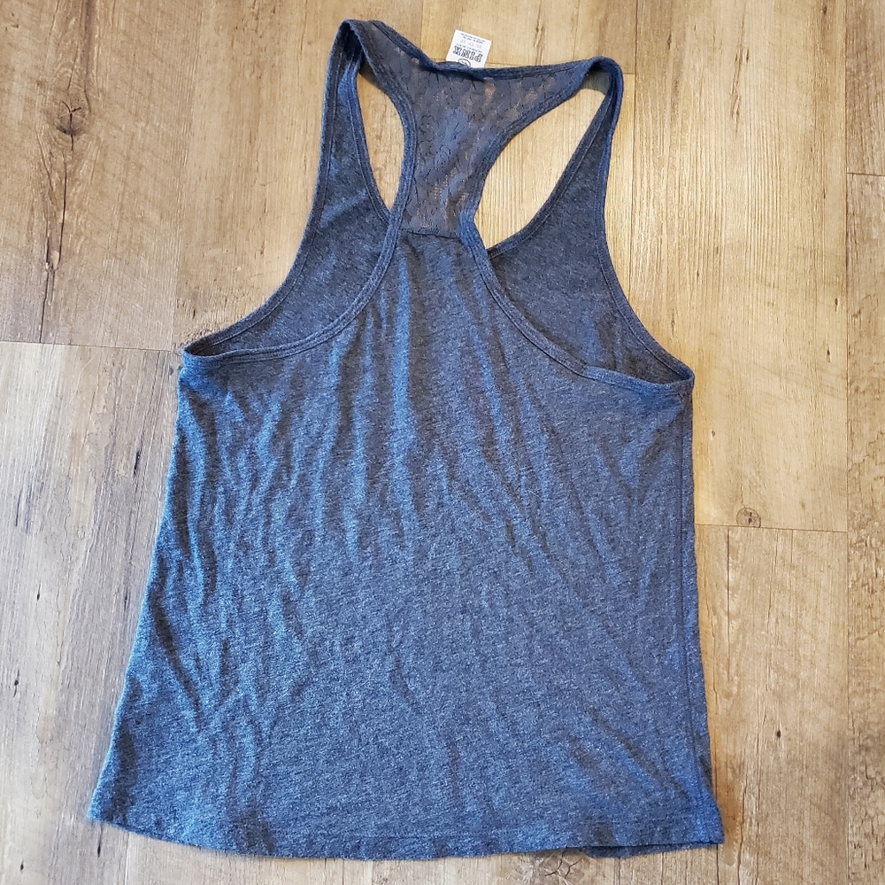 Victoria's Secret PINK Charcoal Gray Graphic Lace Racerback Tank Top | XS - Picture 3 of 7